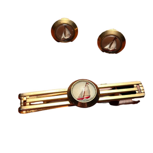 Vintage Anson sailboat tie bar and cufflinks